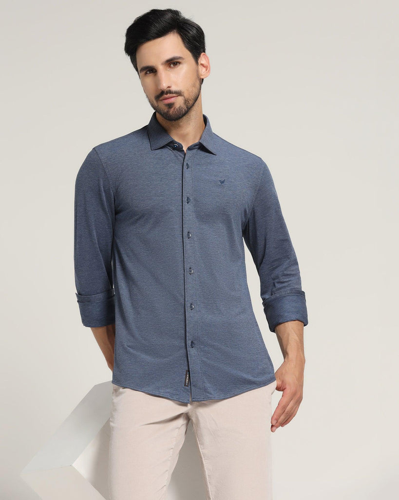 Casual Navy Solid Shirt - Luna