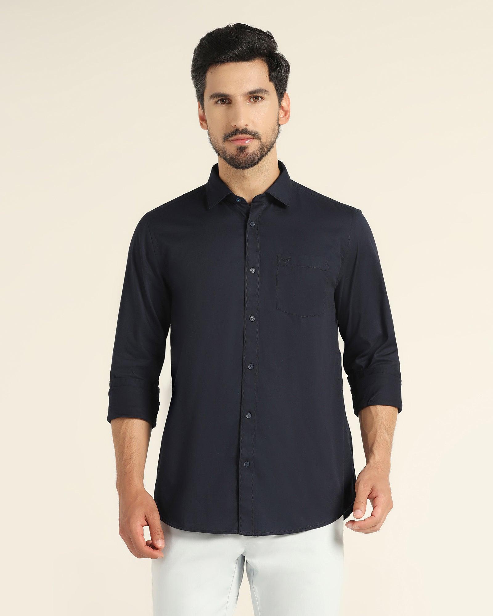 Casual Navy Solid Shirt - Mandy - Blackberrys