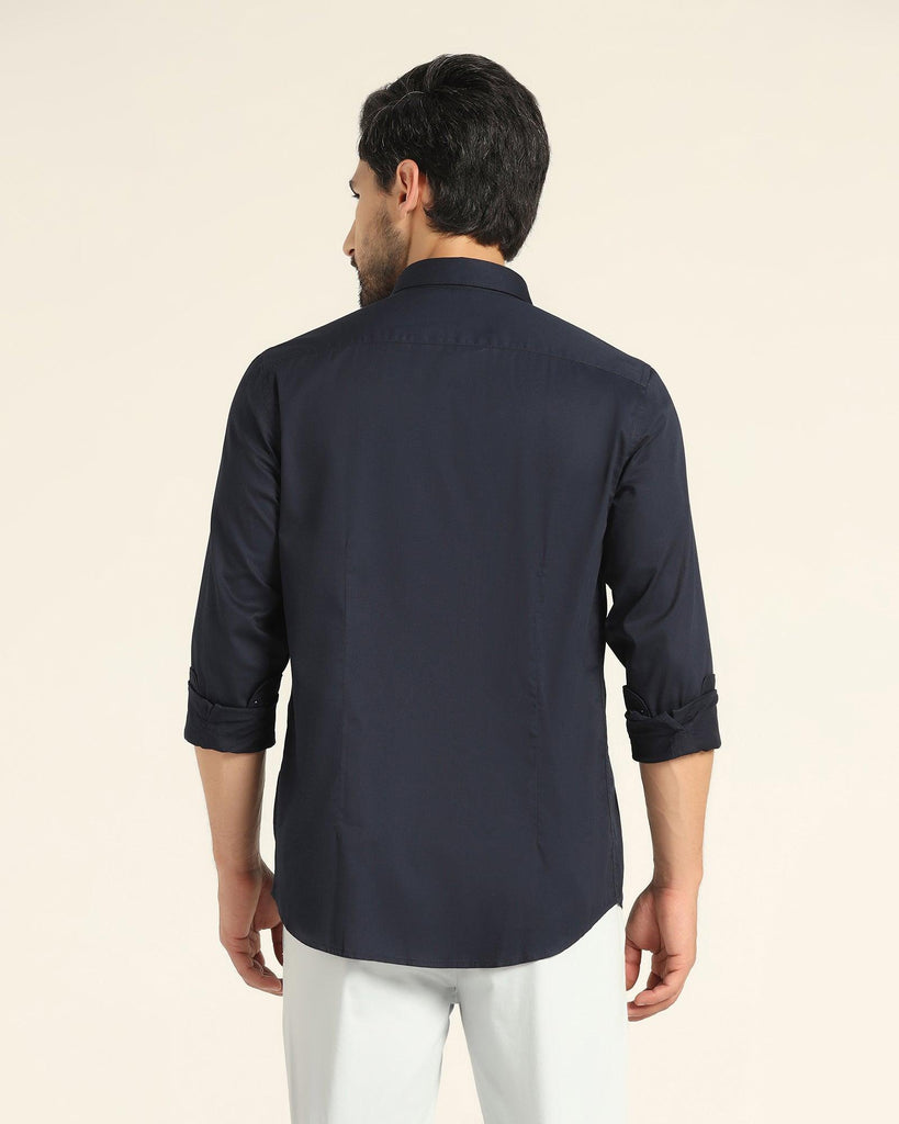 Casual Navy Solid Shirt - Mandy