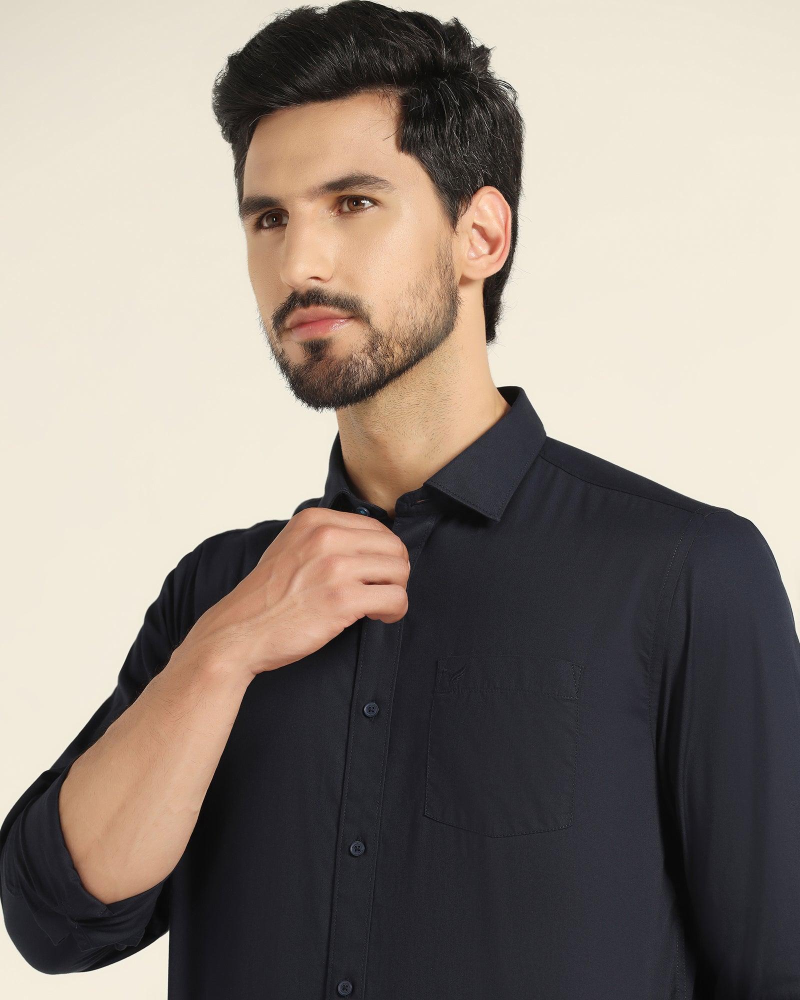 Casual Navy Solid Shirt - Mandy - Blackberrys