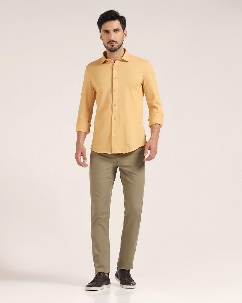 Casual Ochre Solid Shirt - Pareto