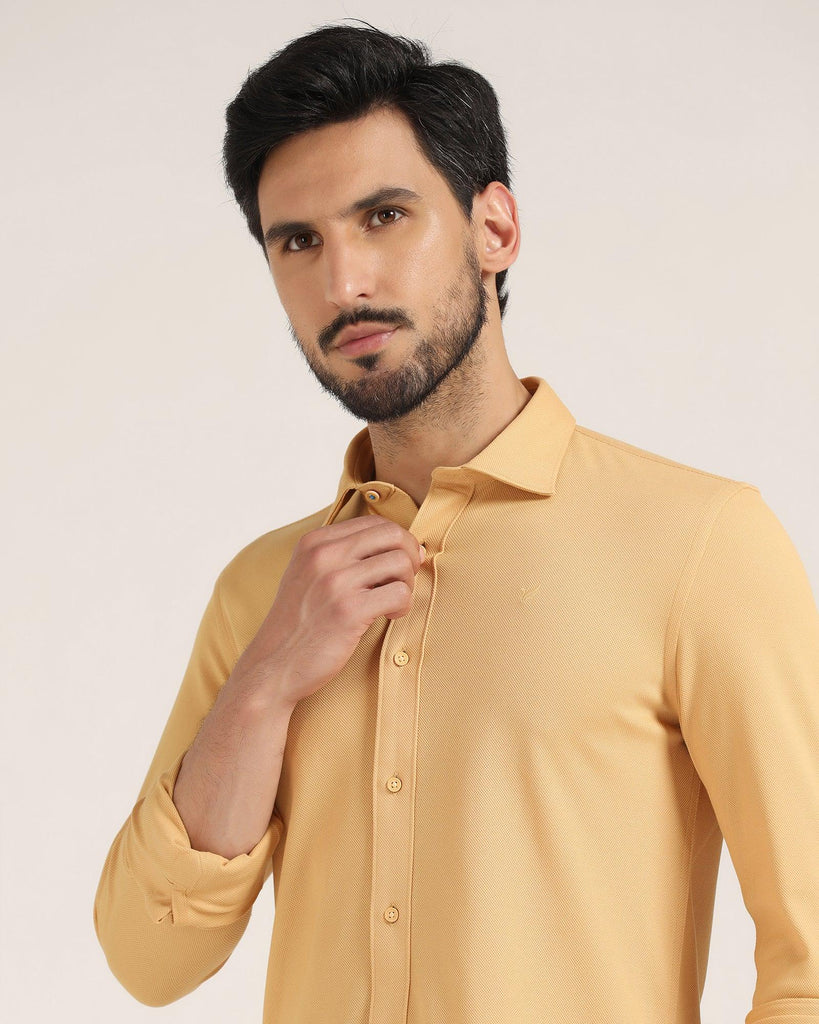 Casual Ochre Solid Shirt - Pareto