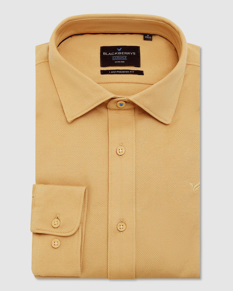 Casual Ochre Solid Shirt - Pareto