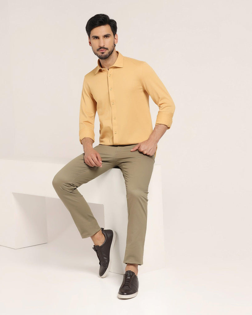 Casual Ochre Solid Shirt - Pareto