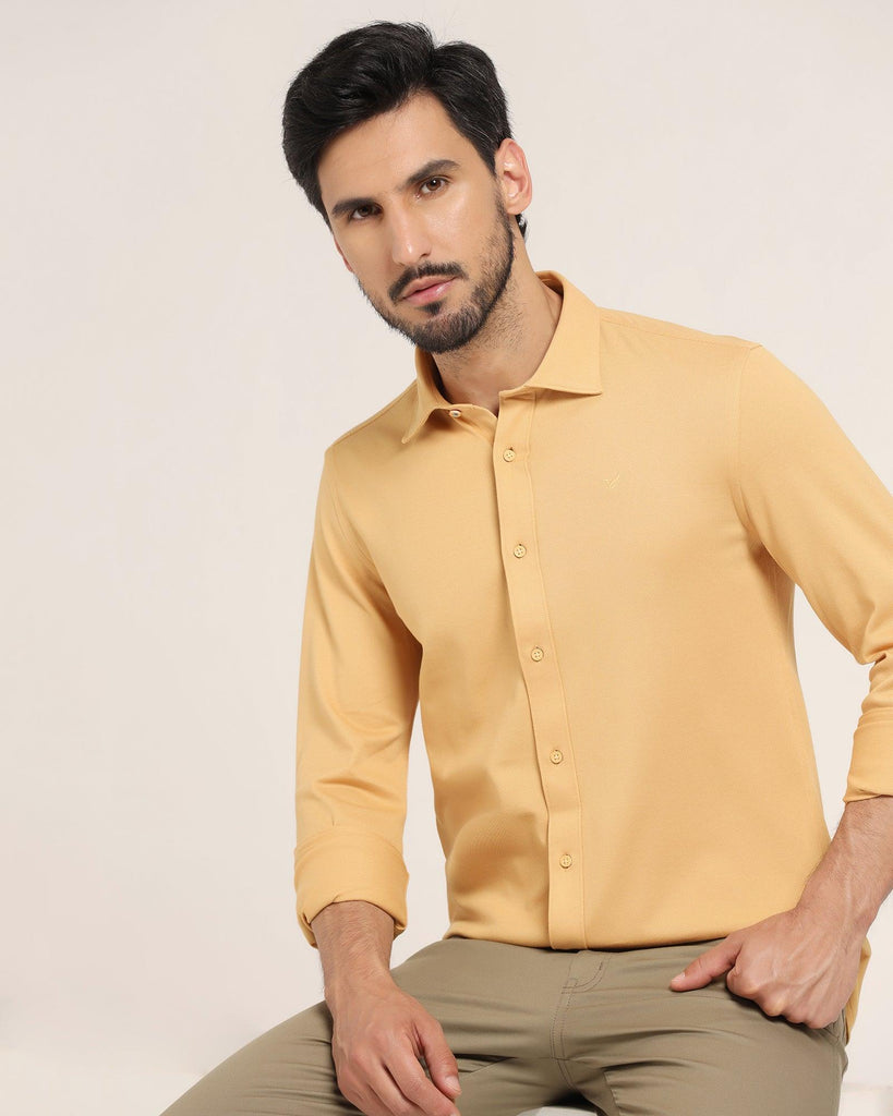 Casual Ochre Solid Shirt - Pareto