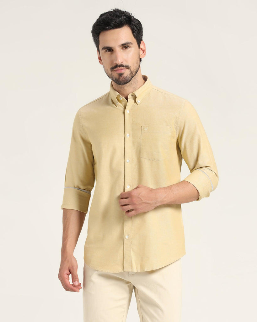 Casual Ochre Solid Shirt - Ronic