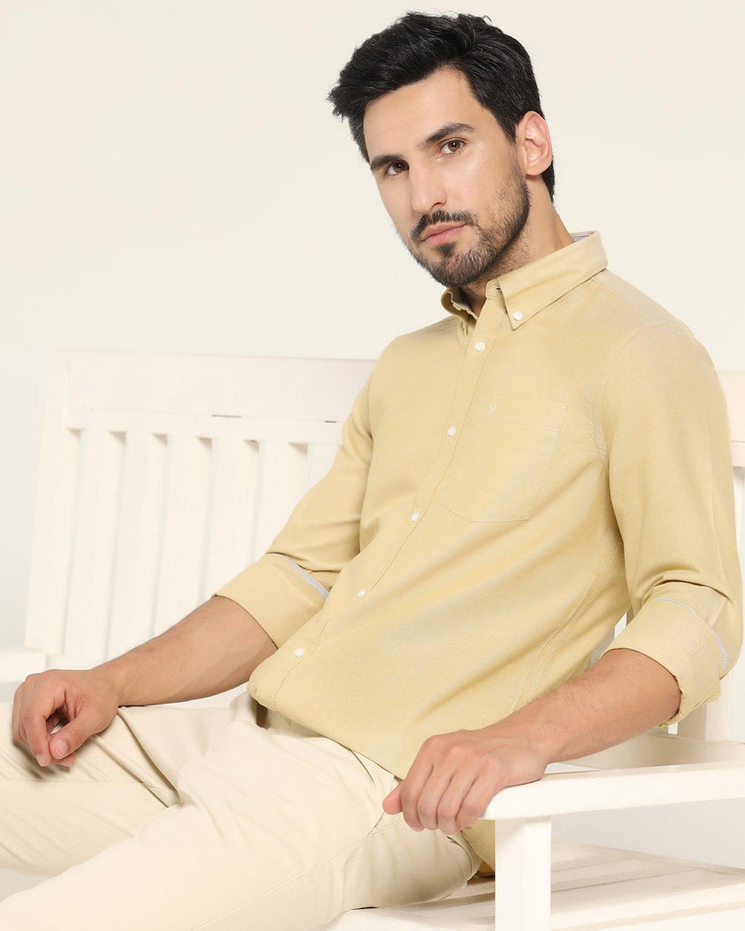 Casual Ochre Solid Shirt - Ronic