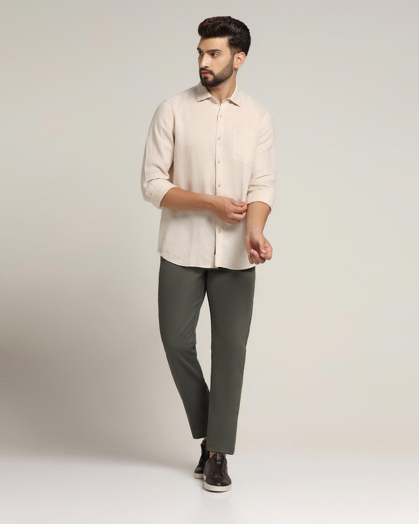 Linen Casual Off White Solid Shirt - Bowen