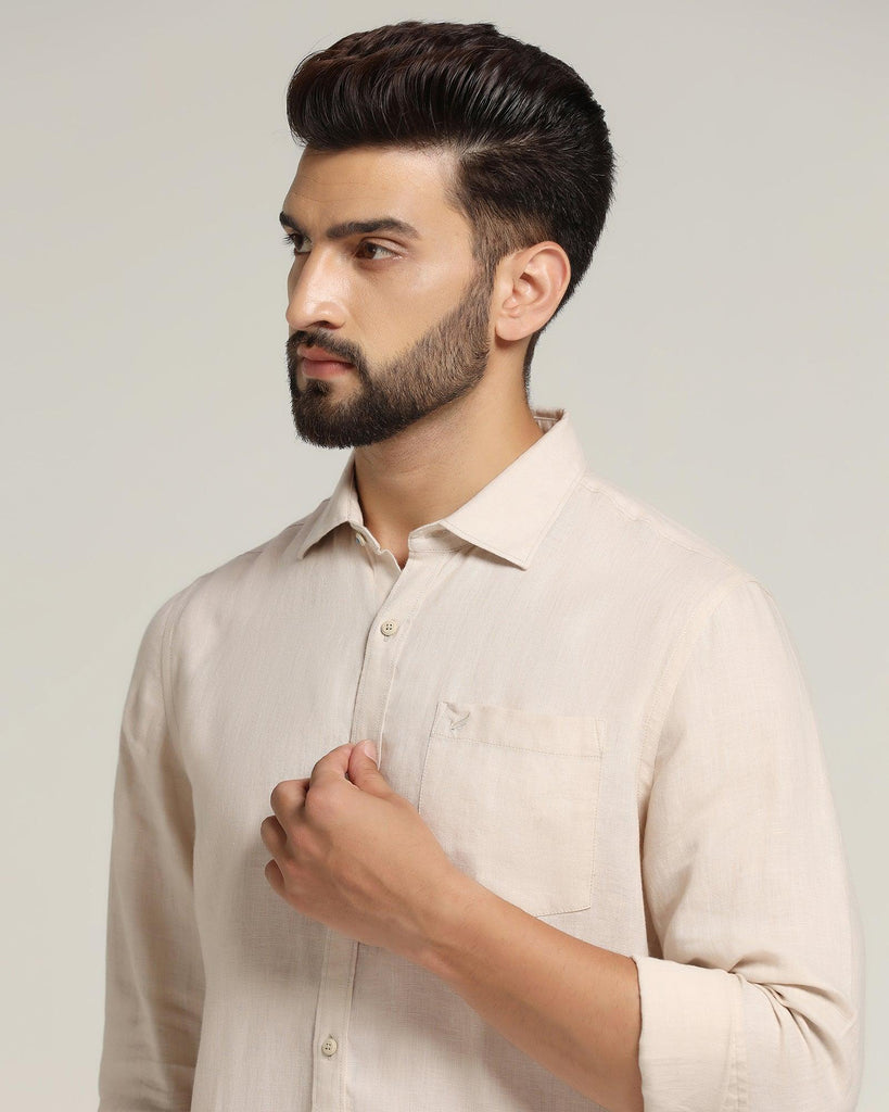 Linen Casual Off White Solid Shirt - Bowen