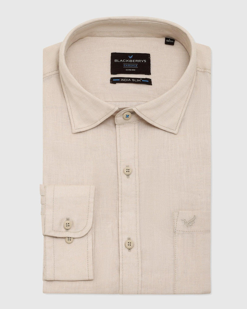 Linen Casual Off White Solid Shirt - Bowen