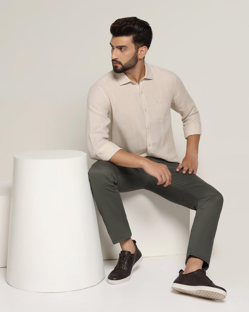 Linen Casual Off White Solid Shirt - Bowen