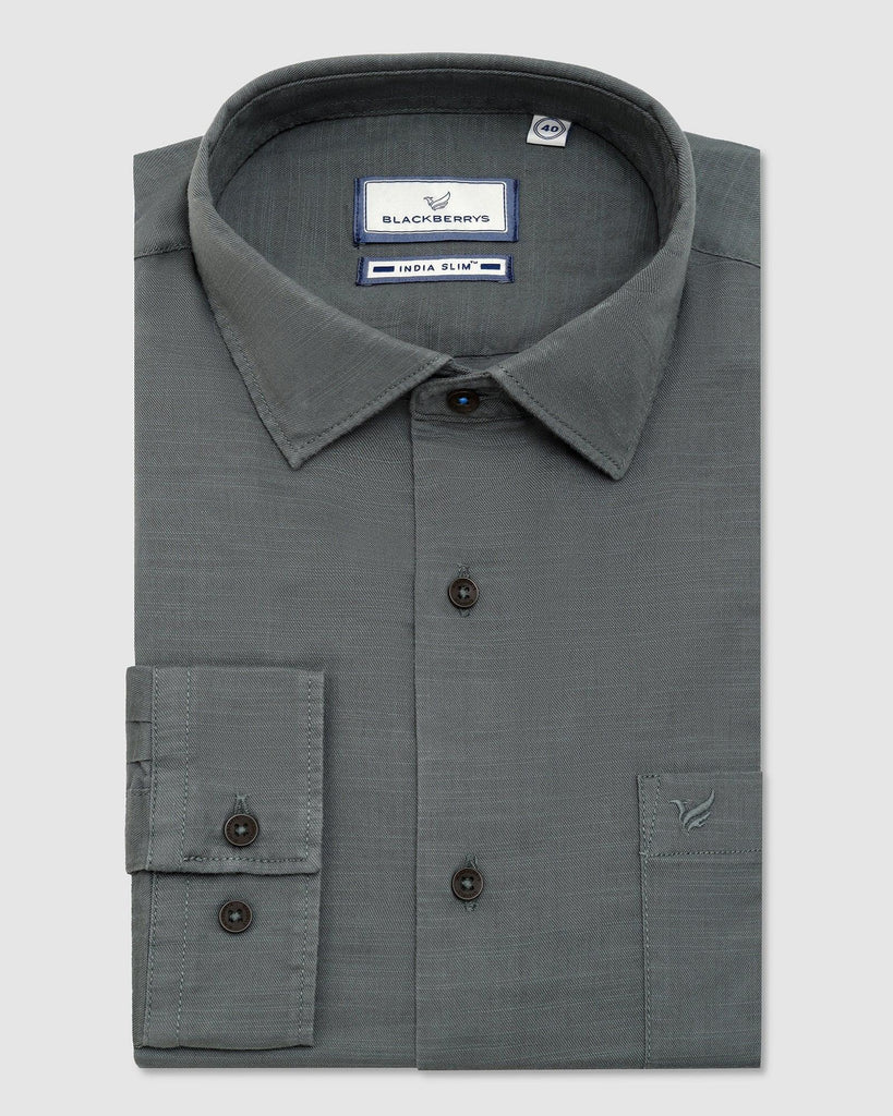 Casual Olive Solid Shirt - Creta