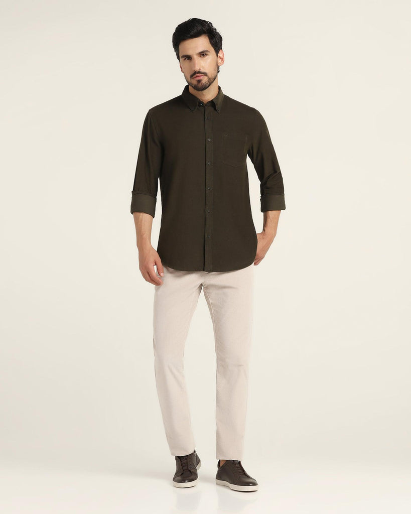 Casual Olive Solid Shirt - Jenga