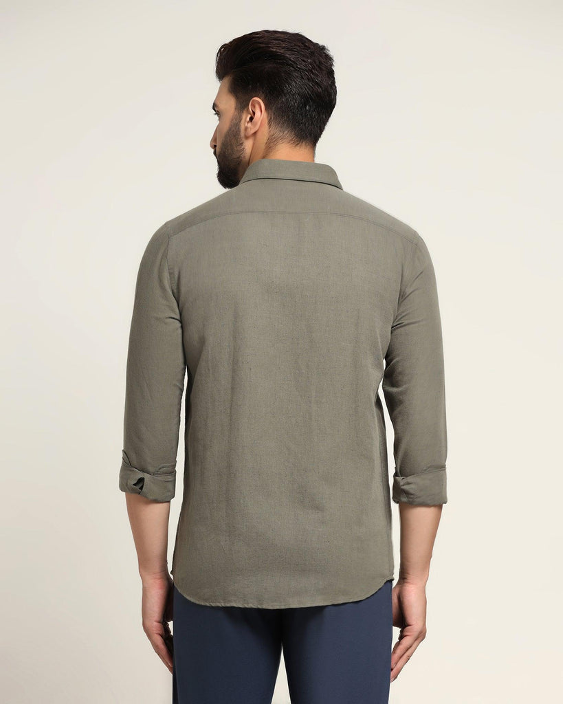 Linen Casual Olive Solid Shirt - Salmon