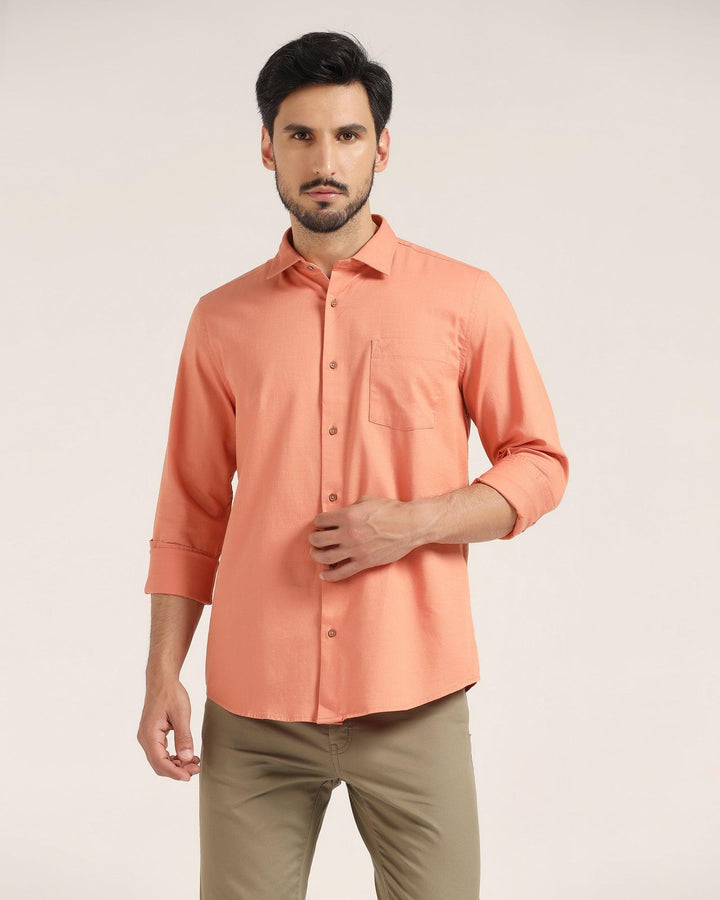 Casual Orange Solid Shirt - Creta