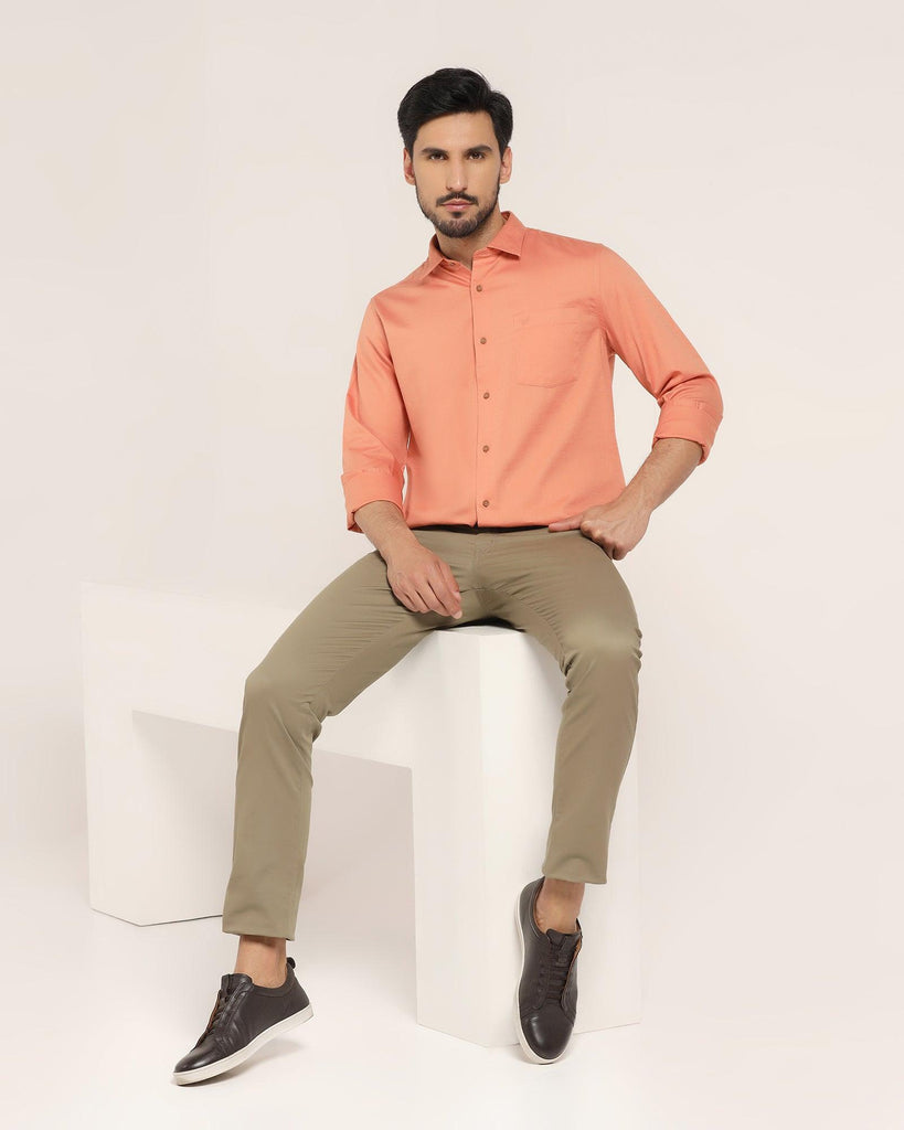 Casual Orange Solid Shirt - Creta