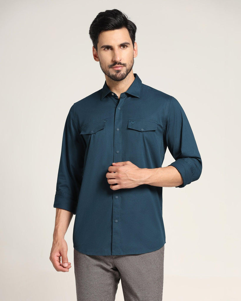 Casual Teal Solid Shirt - Beckham