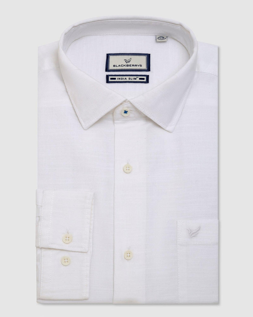 Casual White Solid Shirt - Creta