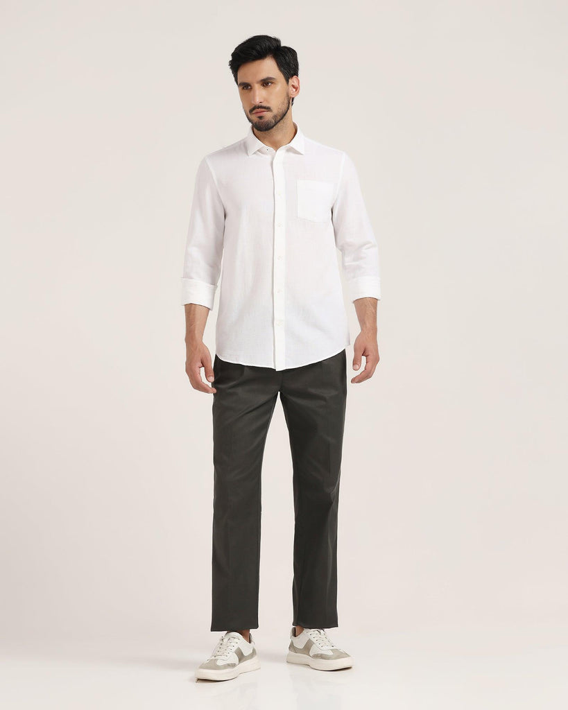 Linen Casual White Solid Shirt - Lang