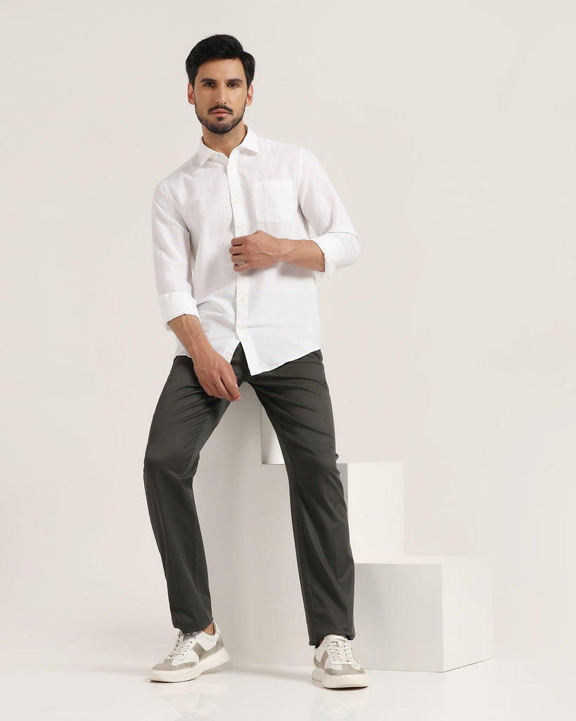 Linen Casual White Solid Shirt - Lang