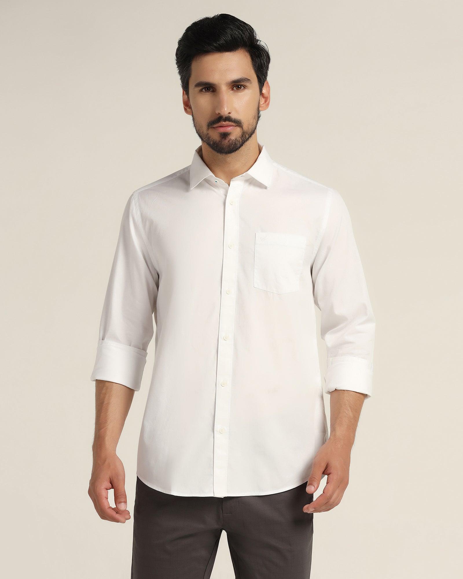 Casual White Solid Shirt - Mandy