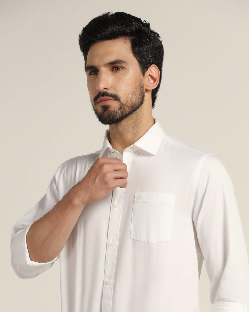 Casual White Solid Shirt - Mandy