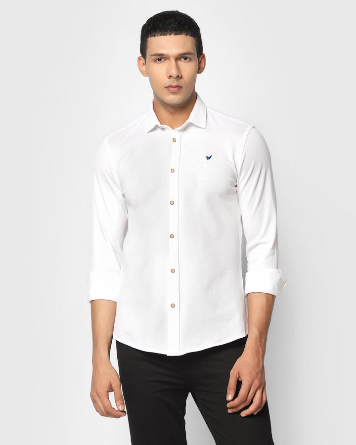 Casual White Solid Shirt - Pareto