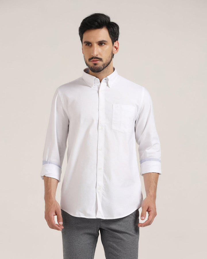 Casual White Solid Shirt - Ronic