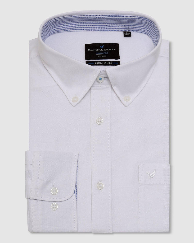 Casual White Solid Shirt - Ronic