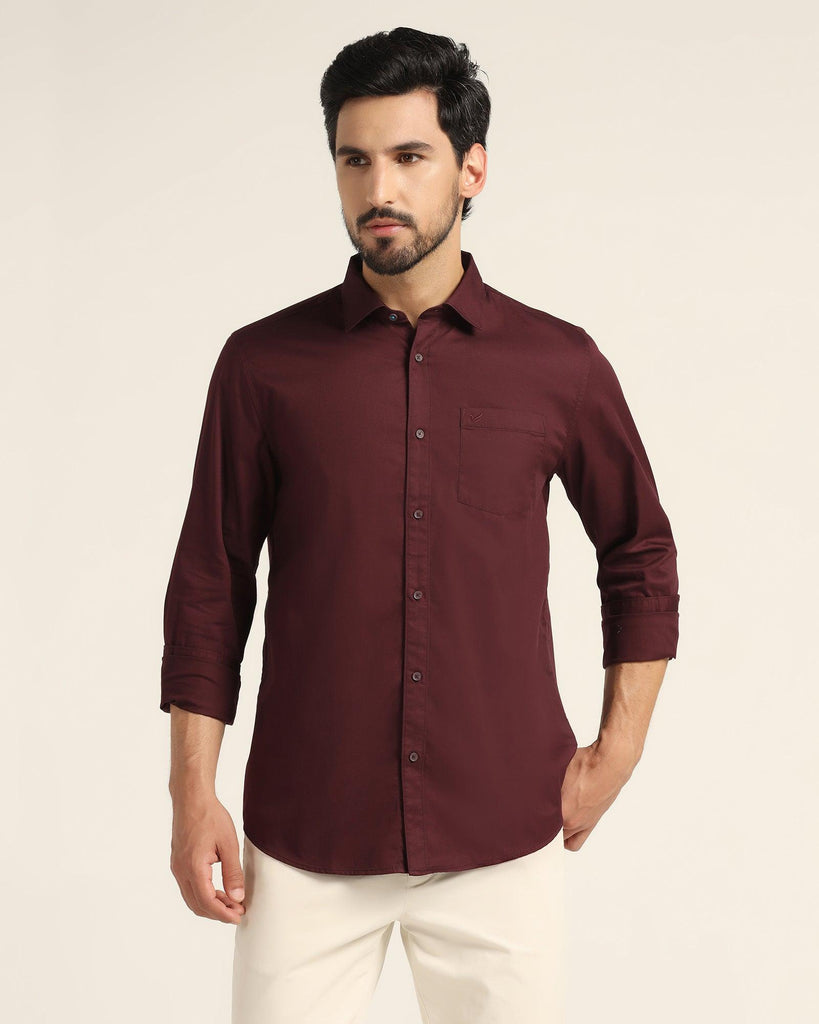 Casual Wine Solid Shirt - Mandy