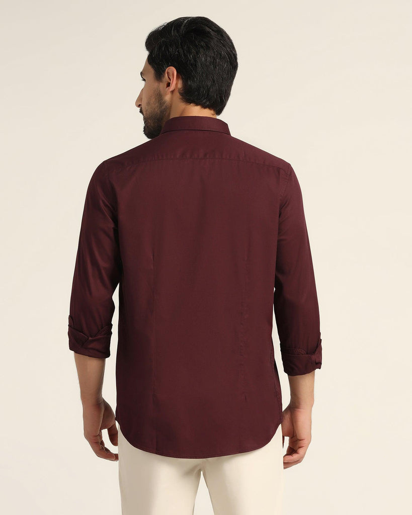 Casual Wine Solid Shirt - Mandy