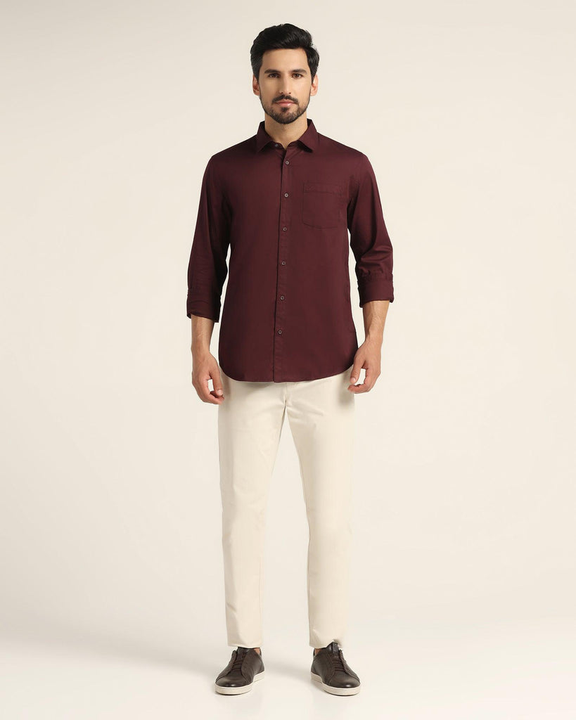 Casual Wine Solid Shirt - Mandy