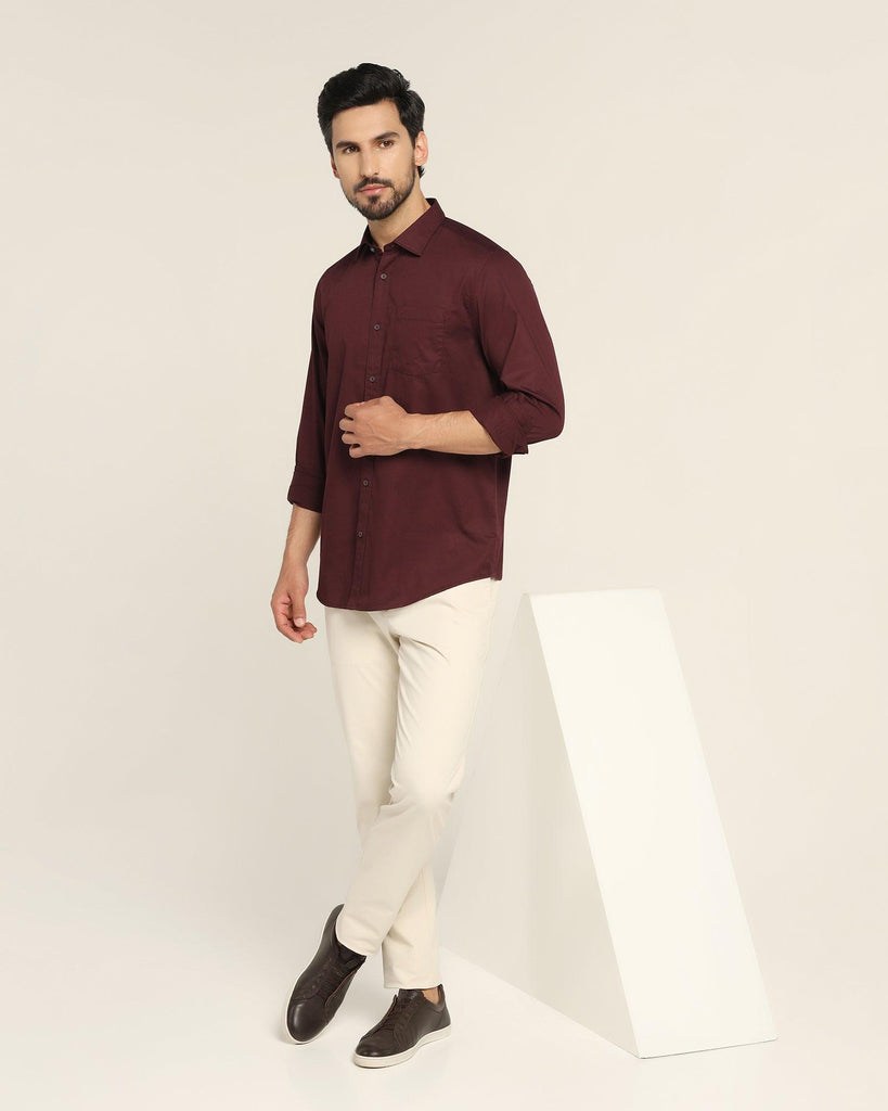 Casual Wine Solid Shirt - Mandy