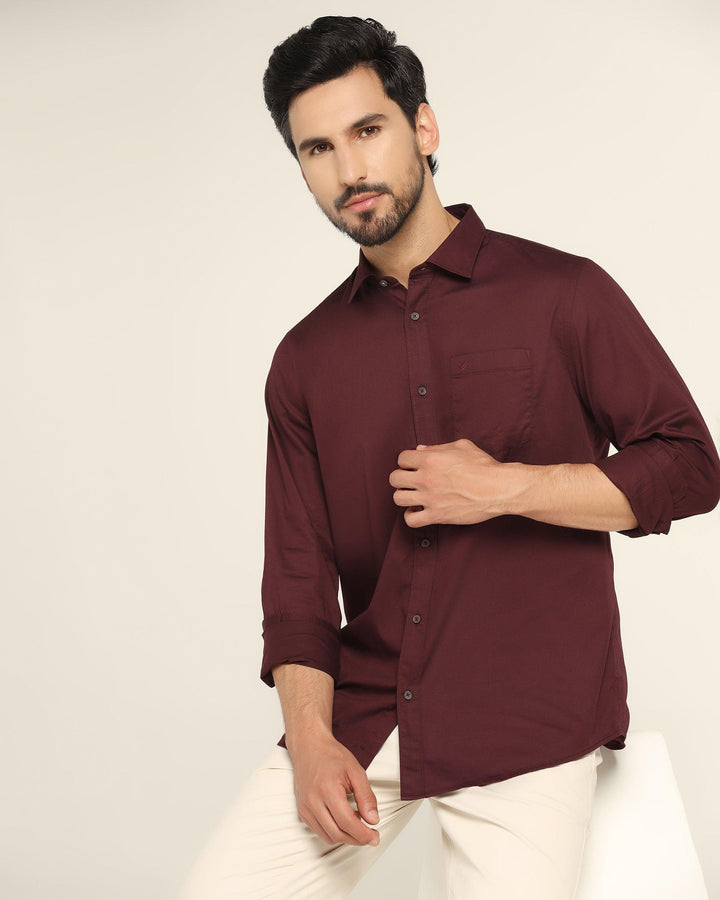 Casual Wine Solid Shirt - Mandy