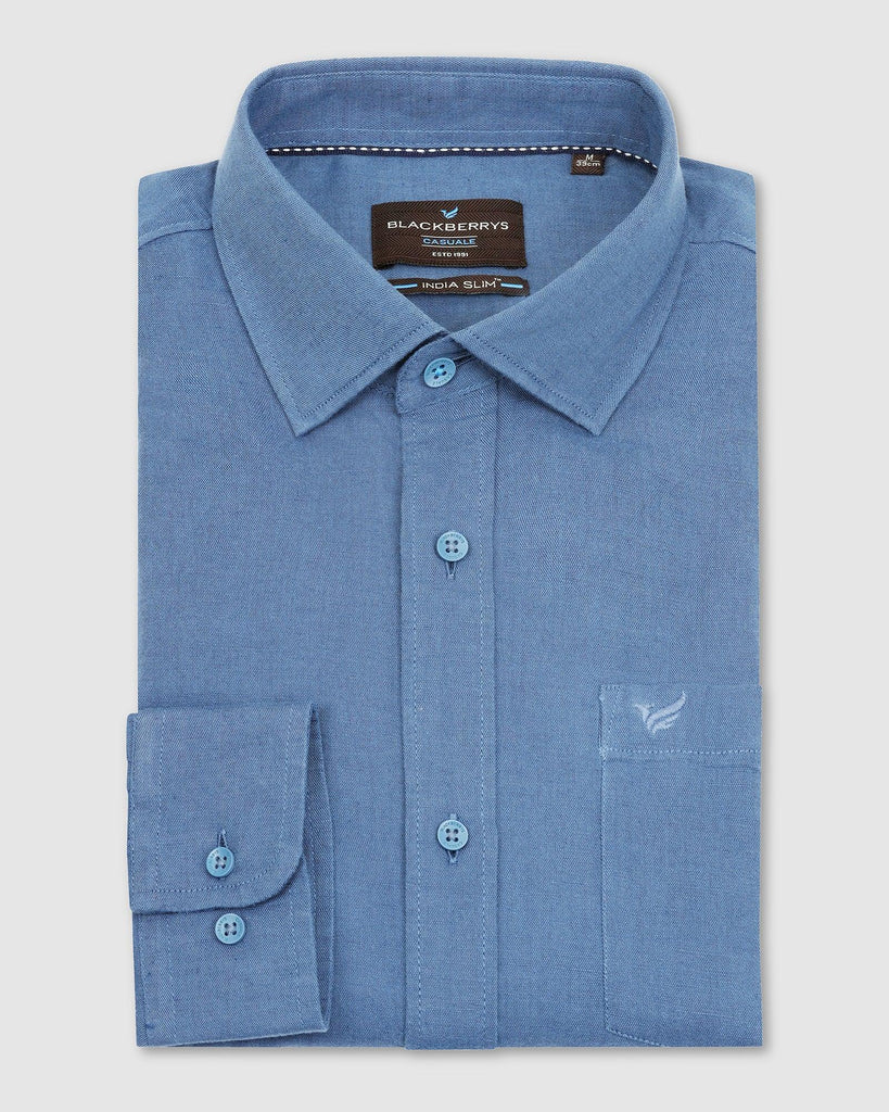 Linen Casual Sky Blue Solid Shirt - Salmon