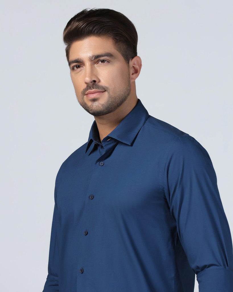 Casual Teal Solid Shirt - Lujo