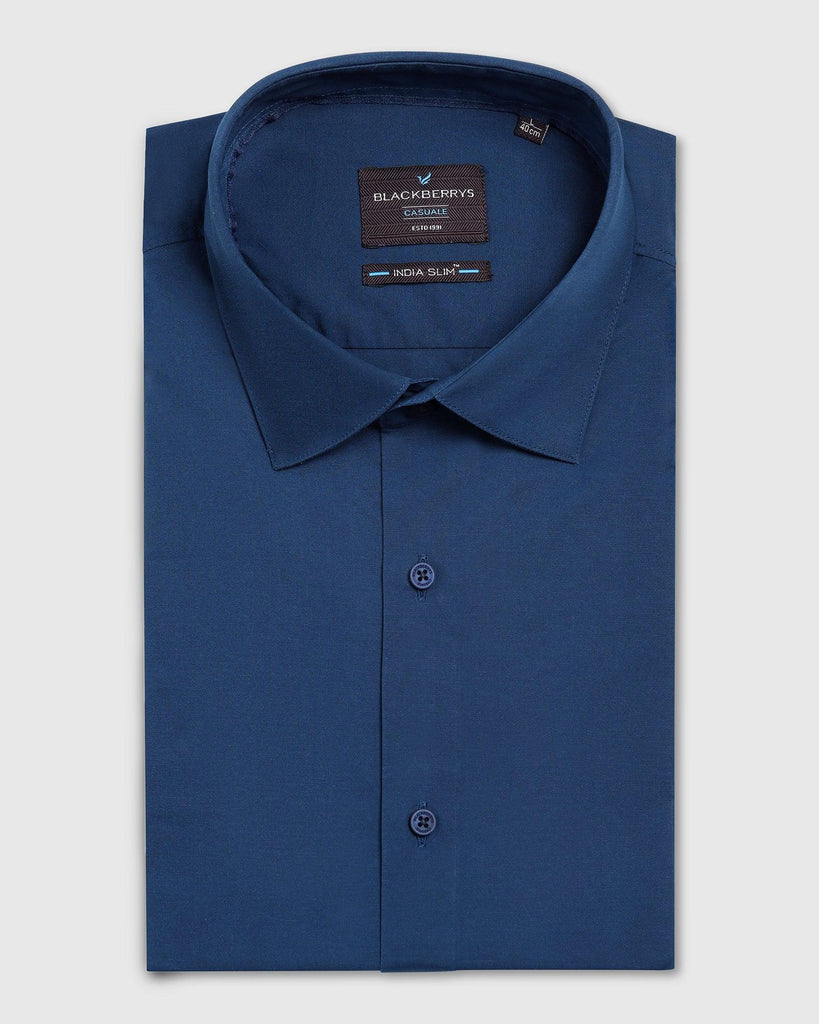 Casual Teal Solid Shirt - Lujo