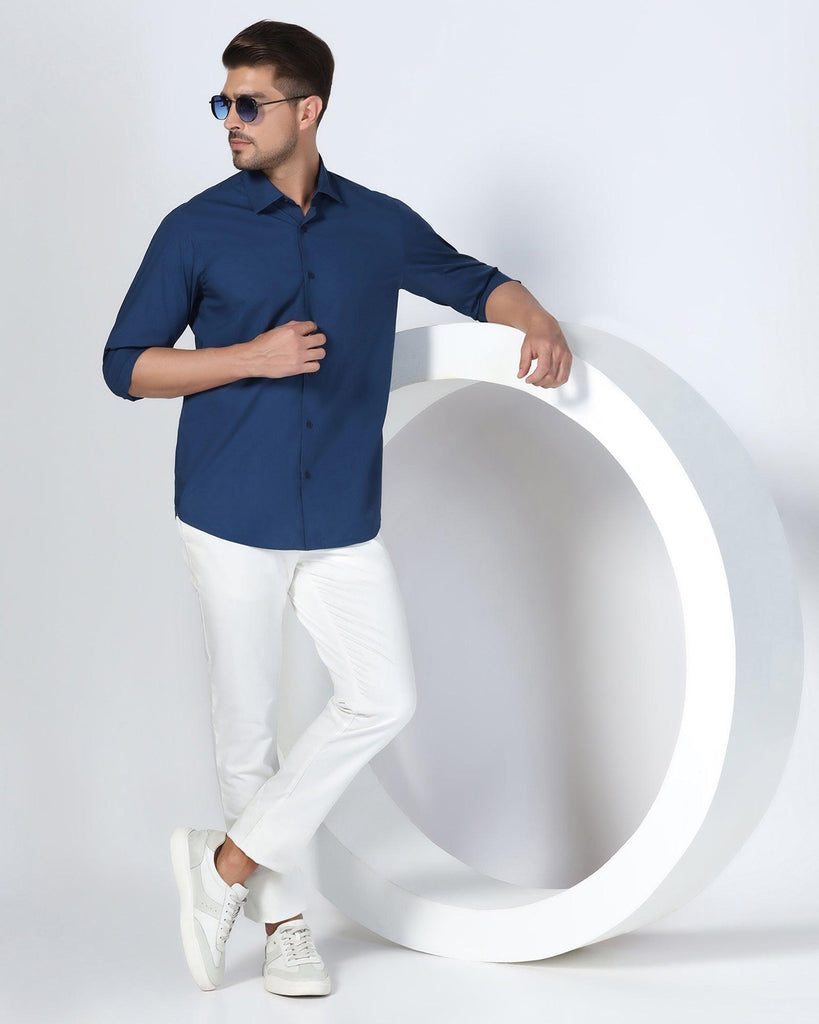 Casual Teal Solid Shirt - Lujo