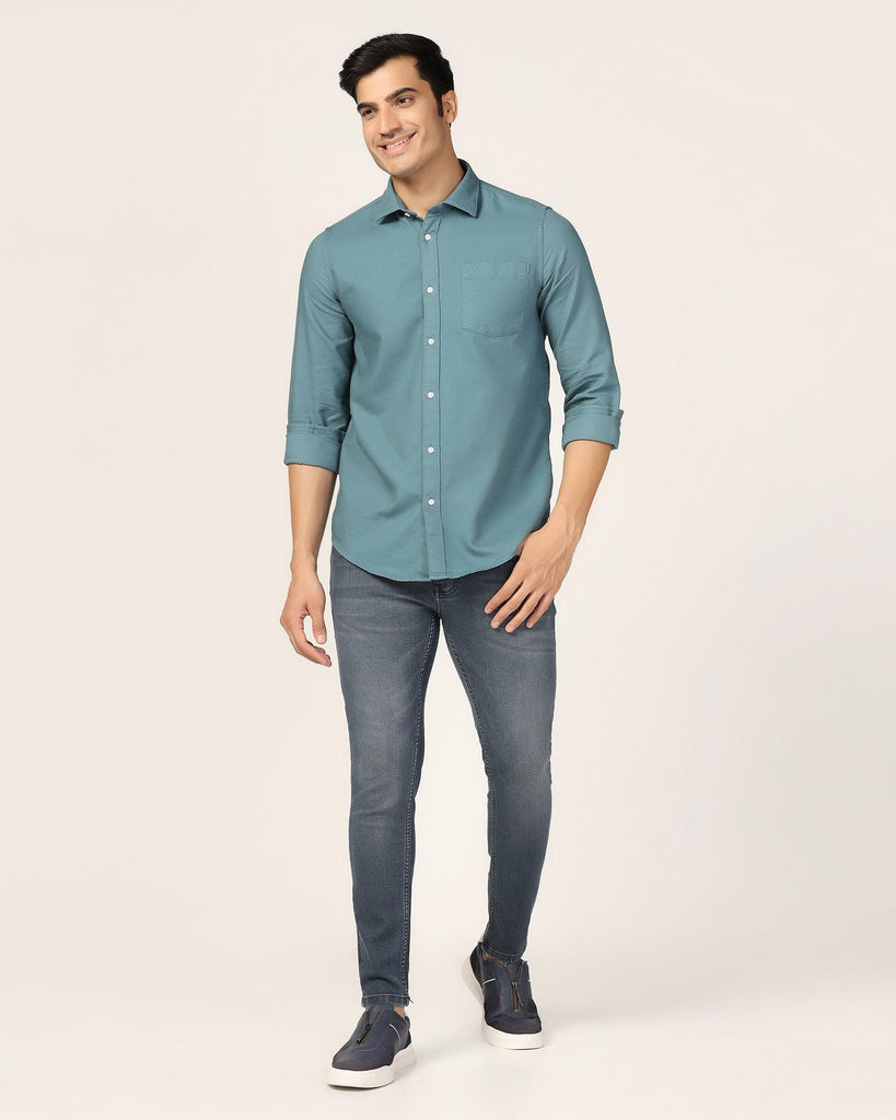 Casual Teal Textured Shirt - Caty