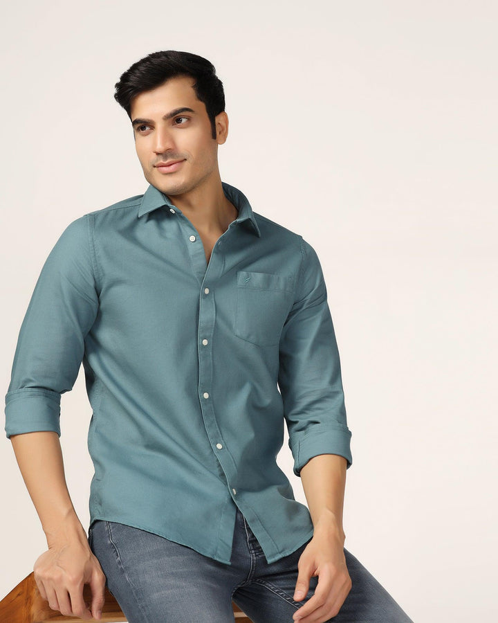 Casual Teal Textured Shirt - Caty