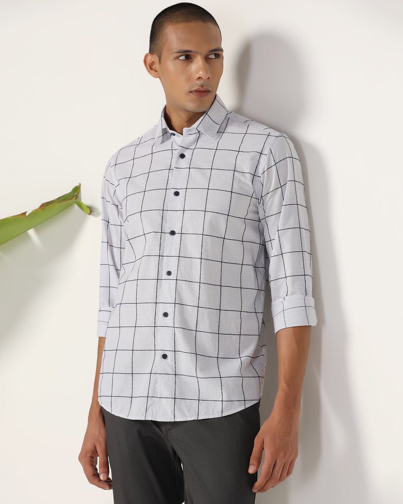 Casual White Check Shirt - Enzo