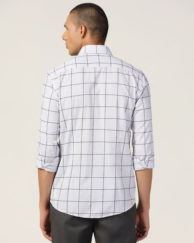 Casual White Check Shirt - Enzo