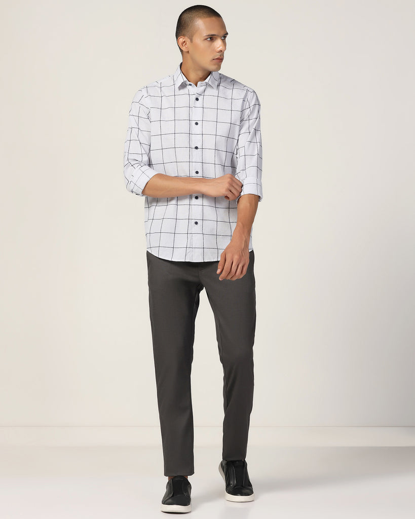 Casual White Check Shirt - Enzo