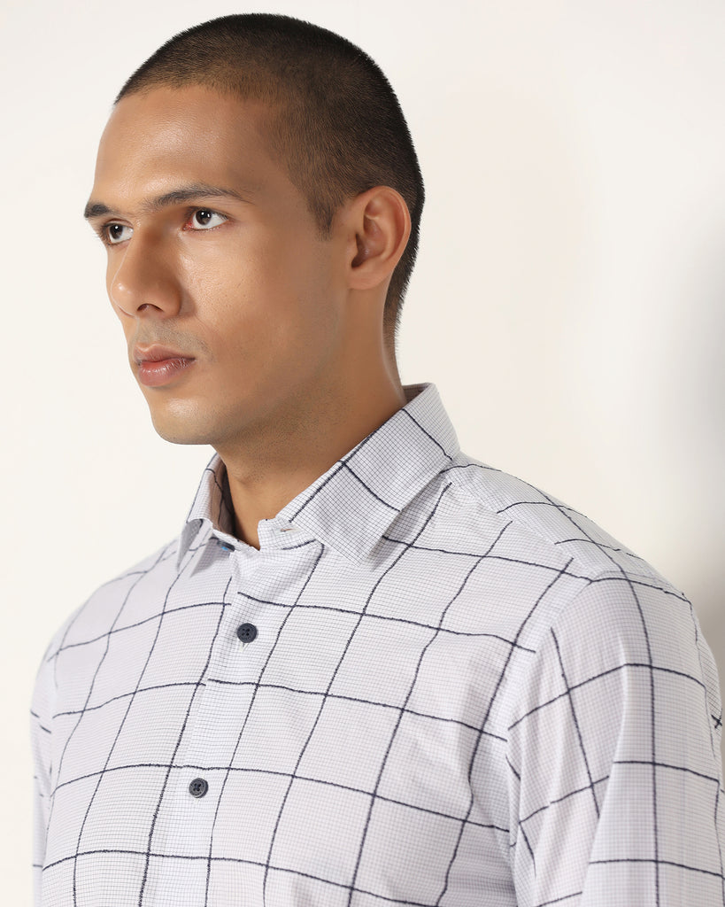 Casual White Check Shirt - Enzo