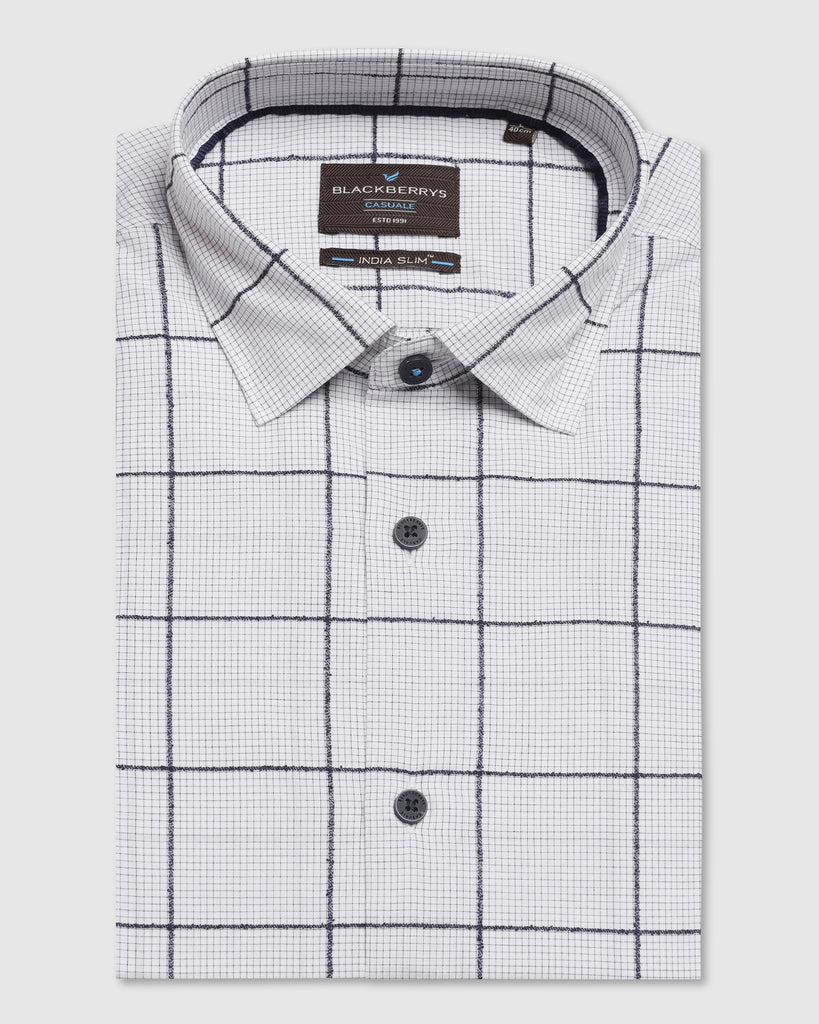 Casual White Check Shirt - Enzo