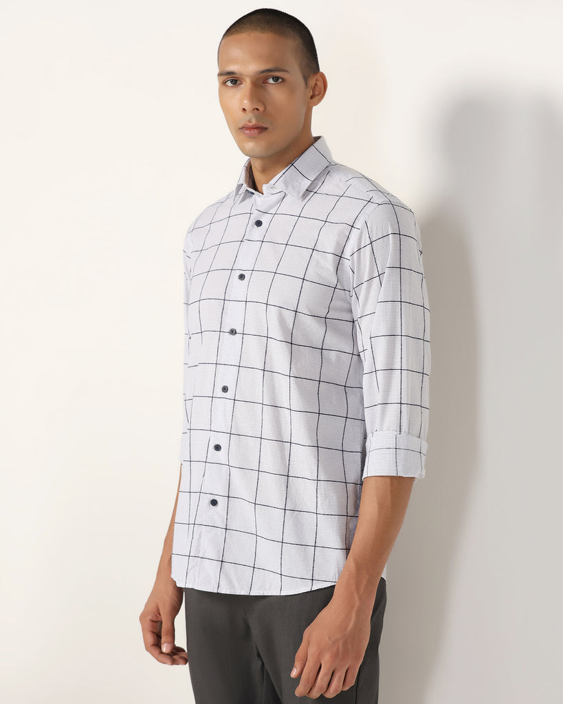 Casual White Check Shirt - Enzo