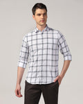Casual White Check Shirt - Kevin