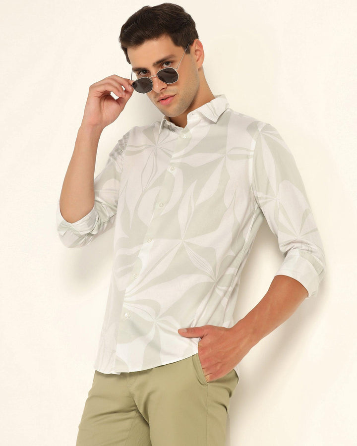 Casual White Printed Shirt - Tuna