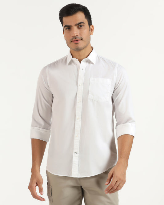 Casual White Solid Shirt - Juro