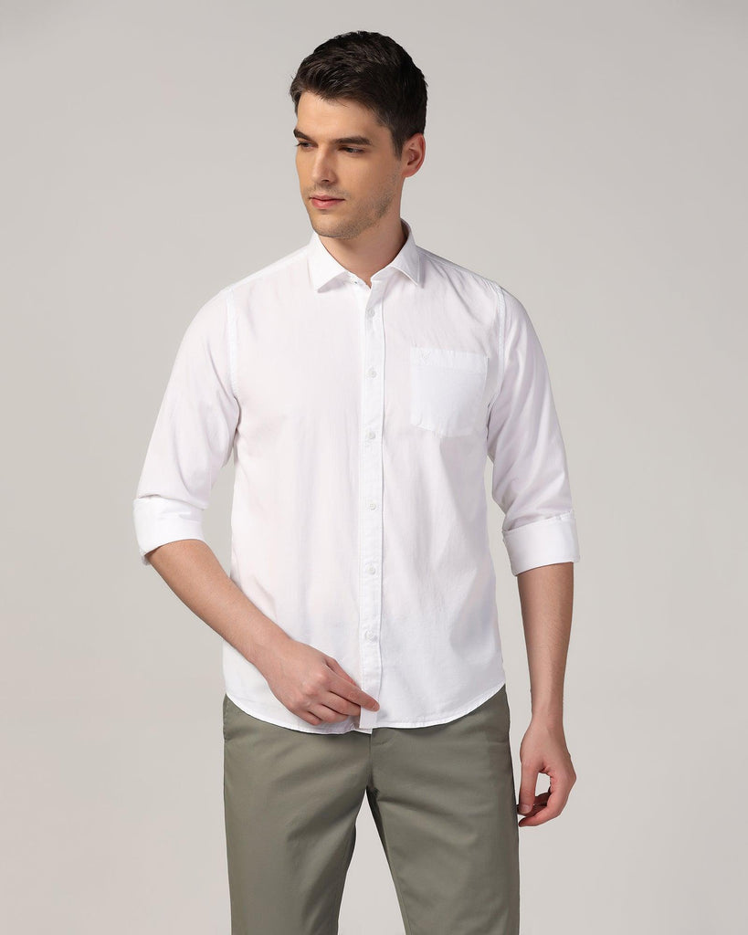 Casual White Solid Shirt - Mandy